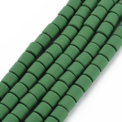 Зеленый Ручной полимерные нити глины шарик, колонка, зелёные, 6.5x6 мм, отверстие : 1.2 мм, около 61 шт / нитка, 15.75 дюйм (40 см)