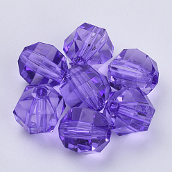 Blue Violet Transparent Acrylic Beads, Faceted, Round, Blue Violet, 8x7mm, Hole: 1.5mm, about 1920pcs/500g