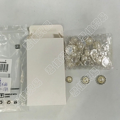Silver BENECREAT 36Pcs 3 Style Brass Rhinestone Cabochons, with ABS Plastic Imitation Pearl, Flower, Silver, 13~18mm, 12pcs/style
