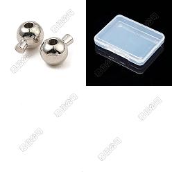 Platine 60 perles à écraser en laiton, plaqué longue durée, ronde, platine, 5x3.5x3.5mm, Trou: 0.9mm