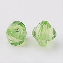 Светло-зеленый Граненый Bicone прозрачные акриловые бусины, окрашенные, светло-зеленый, 6 мм, отверстие : 1 мм, Около 5800 шт / 500 г