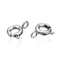 Stainless Steel Color 304 Stainless Steel Spring Ring Clasps, Ring, Stainless Steel Color, 8x6.5x1.5mm, Hole: 1.5mm