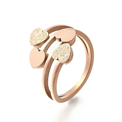 Розовое Золото Текстурированное сердце 304 кольцо из нержавеющей стали для женщин, ионное покрытие (ip), розовое золото , размер США 9 (18.9 мм)