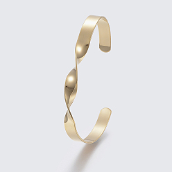 Golden 304 Stainless Steel Cuff Bangles, Golden, 2 inch(5cm)x2-3/4 inch(6.9cm)