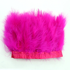 Magenta Turkey Feather Fringe Trimming, Costume Accessories, Dyed, Magenta, 5-1/8 inch(130mm), about 2.19 Yards(2m)/Bag