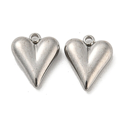 Stainless Steel Color 304 Stainless Steel Charms, Heart Charm, Stainless Steel Color, 12x9.5x3mm, Hole: 1.4mm