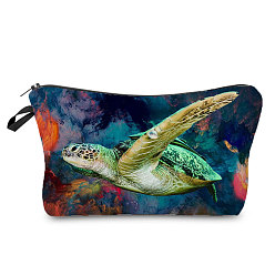 Light Khaki Tortoise Pattern Polyester Waterpoof Makeup Storage Bag, Multi-functional Travel Toilet Bag, Clutch Bag with Zipper for Women, Light Khaki, 22x18.5cm
