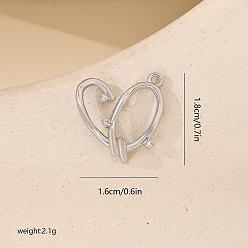 Сердце Микро проложить кубического циркония подвески, платиновые подвески, сердце, 18x16 мм