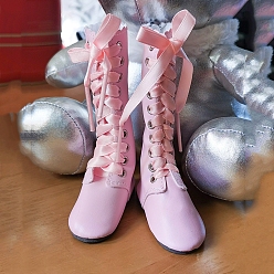 Бледно-Розовый Кукольные сапоги из искусственной кожи, с фурнитурой из платинового железа и шнурком, изготовление кукол, розовый жемчуг, 75 мм