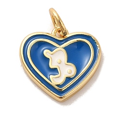 Capricorn Real 18K Gold Plated Brass Enamel Pendants, with Jump Ring, Heart with Constellation Charm, Capricorn, 12x13x1.5mm, Hole: 3.4mm