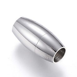 Stainless Steel Color 304 Stainless Steel Magnetic Clasps, Barrel, Stainless Steel Color, 18x9mm, Hole: 5mm