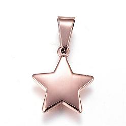 Rose Gold 304 Stainless Steel Charms, Star, Rose Gold, 15x13x2.5mm, Hole: 7x3.5mm