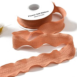 Light Salmon Polyester Ruffled Ribbon, Pleated Ribbon, for Gift Wrapping, Bow Tie Making, Light Salmon, 1 inch(25mm), about 9.84 Yards(9m)/Roll