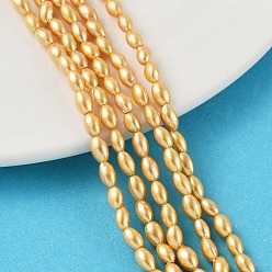 (932FM) Темно-синий аква-матовый с подкладкой Гальванические оболочки жемчужные бусы пряди, рис, полированный, темно-золотистые, 5x3 мм, отверстие : 0.8 мм, около 81 шт / нитка, 15.98'' (40.6 см)