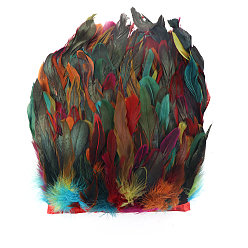 Colorful Rooster Feather Fringe Trimming, Costume Accessories, Dyed, Colorful, 5~7inch(127~178mm), about 10.94 Yards(10m)/Bag