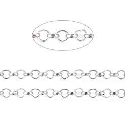 Platinum Brass Rolo Chains, Belcher Chains, Soldered, Long-Lasting Plated, with Spool, Cadmium Free & Nickel Free & Lead Free, Platinum, 4x1.2mm, about 92m/roll
