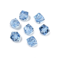 Васильковый Имитация Австрийские кристаллические шарики, к 9 стекло, квадратный граненый, васильковый, 10x10x10 мм, отверстие : 1.8 мм