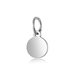 Stainless Steel Color 201 Stainless Steel Pendants, Flat Round, Stamping Blank Tag, Stainless Steel Color, 7.5x6x1mm, Hole: 3.5mm