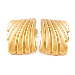 Rhombus Ионное покрытие (ip) 304 серьги-гвоздики из нержавеющей стали для женщин, золотые, ромб, 25x18.5 мм