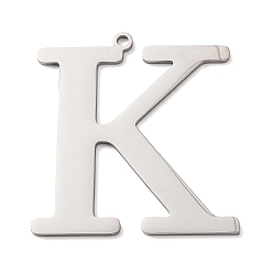 Letter K 304 подвески из нержавеющей стали, буквы, Письмо K, 40x36x1.4 мм, отверстие : 2 мм