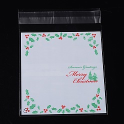 White Rectangle OPP Cellophane Bags for Christmas, White, 14x9.9cm, Unilateral Thickness: 0.035mm, Inner Measure: 11x9.9cm, about 95~100pcs/bag