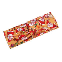 Yellow Christmas Hair Accessories with Santa Claus, Bell and Reindeer Print - Festive Headbands for Women