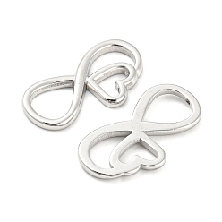Stainless Steel Color 304 Stainless Steel Connector Charms, Infinity Links with Heart, Stainless Steel Color, 22x11.5x1.8mm