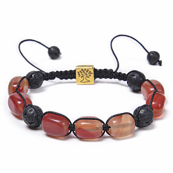Red agate bracelet Handmade Natural Stone Bracelet with Colorful Beads and Tree of Life Charm