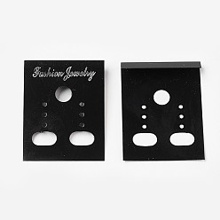 Black Plastic Earring Display Card, Rectangle, Black, 3.6~3.8x3cm