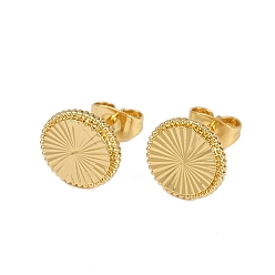 Круглые Латунь серьги, стойки покрытие, долговечный, без кадмия и без свинца, реальный 18 k позолоченный, круглые, 10.5 мм