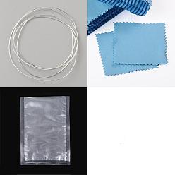Серебро 1.5м очень мягкий 925 проволока из стерлингового серебра, круглые, с замшевой тканью из поликарбоната квадратной серебряной полировальной салфеткой, 1 Вакуумный упаковочный пакет из ПК, серебряные, 1 датчик, 20 мм