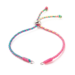 Colorful Braided Nylon Thread Bracelet, with 201 Stainless Steel Beads for Slider Bracelets Making, Colorful, 9-7/8 inch(25cm), 2~4mm