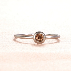 Camel Glass Birthstone Style Diamond Finger Ring, Stainless Steel Ring, Camel, Inner Diameter: 16.8mm