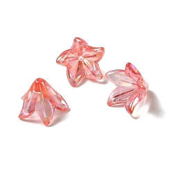 Indian Red Transparent Acrylic Bead Caps, Lily Flower, Indian Red, 16x12mm, Hole: 1.2mm, 825pcs/500g