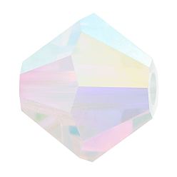 00030 20000 Crystal AB 2x Хрустальные бусины preciosa®, чешский хрусталь, биконус(451 69 302 рондель), 00030 20000 кристалл ab 2x, 4 мм, отверстие : 0.8 мм