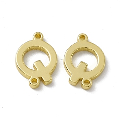 Letter Q Rack Plating Brass Connector Charms, Real 18K Gold Plated, Long-Lasting Plated, Cadmium Free & Nickel Free & Lead Free, Letter Links, Letter.Q, 13x9x1.5mm, Hole: 1mm