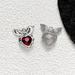 Платина Подвески из сплава , с сердцем прелести, темы ко дню святого валентина, платина, 19x19 мм