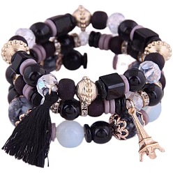 7# Metal Tower Tassel Candy Bead Multi-layer Fashion Bracelet for Chic Style