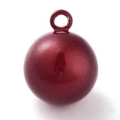 Rojo Oscuro Colgantes de la campana de latón, campana de suikin, encantos redondos, de color rojo oscuro, 22x17 mm, agujero: 2.7 mm