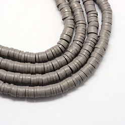 Slate Gray Flat Round Handmade Polymer Clay Bead Spacers, Slate Gray, 3x1mm, Hole: 1mm, about 380~400pcs/strand, 17.7 inch