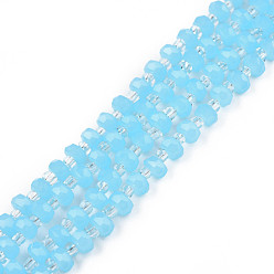 Light Sky Blue Imitation Jade Glass Beads Strands, Abacus, Light Sky Blue, 4x3mm, Hole: 0.8mm, about 146~150pcs/strand, 24.41 inch~25.2 inch(62~64cm)