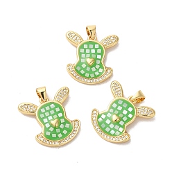 Зеленый лайм Стойки обшивки латунь кубического циркония подвески, с эмалью и ракушкой, долговечный, без свинца и без кадмия, реальный 18 k позолоченный, сердце, зеленый лайм, 20x20x3 мм, отверстие : 5x4 мм