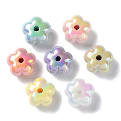 Mixed Color UV Plating Acrylic Beads, Flower, Mixed Color, 12.5x12.5x8mm, Hole: 2mm