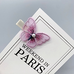 Plum Butterfly Organza Alligator Hair Clips, with Metal Hair Clips, for Girls, Plum, 50x40mm