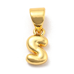 Letter S Brass Charms, Real 18K Gold Plated, Long-Lasting Plated, Lead Free & Cadmium Free, Letter Charm, Letter S, 9.5x5x2.5mm, Hole: 5x3.5mm