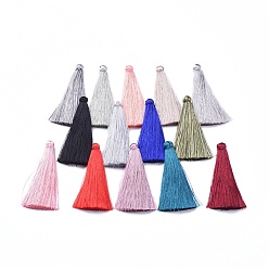 Mixed Color Cotton Thread Tassel Big Pendants, Mixed Color, 70~73x9~10mm