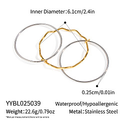 Позолоченный и Цвет Нержавейки Европейские 304 многослойные браслеты из нержавеющей стали для женщин, настоящее золото и нержавеющая сталь, внутренний диаметр: 2-3/8 дюйм (6.1 см)