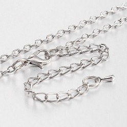 Platinum Alloy & Iron Cable Chain Necklace Making, with Lobster Claw Clasps, Platinum, 32.7 inch