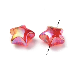 Red UV Plating Rainbow Iridescent Acrylic Beads, Star, Red, 18.5x19.5x10.5mm, Hole: 2.9mm