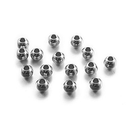 Stainless Steel Color 304 Stainless Steel Beads, Smooth, Round, Stainless Steel Color, 5x4mm, Hole: 2mm